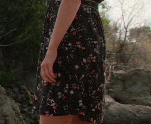 Black Floral Pattern Knee Length Dress of Kelly Reilly as Bethany “Beth” Dutton