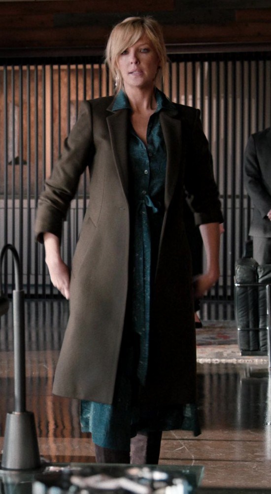 Olive Wool Coat of Kelly Reilly as Bethany "Beth" Dutton