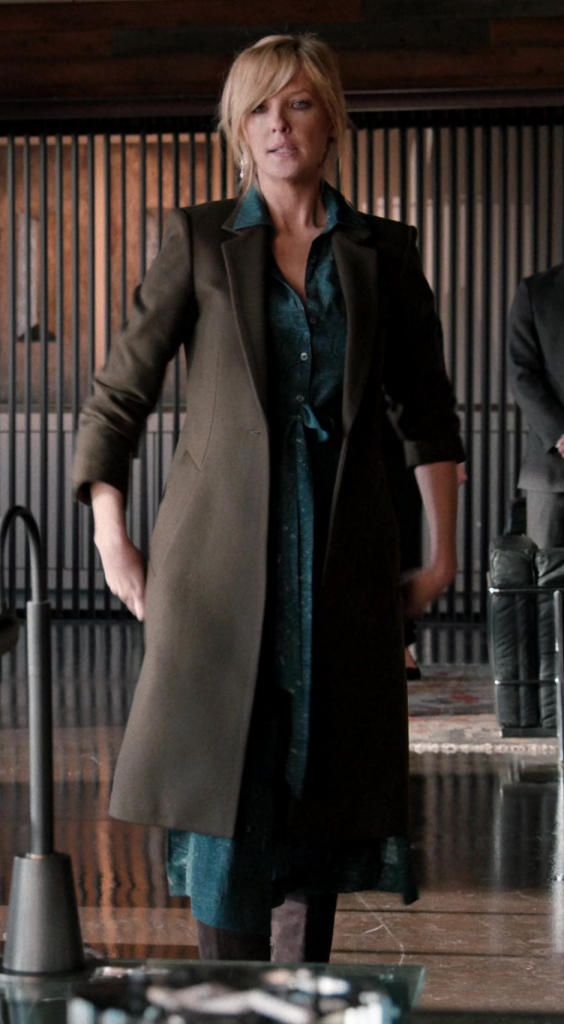 olive wool coat - Kelly Reilly (Bethany "Beth" Dutton) - Yellowstone TV Show