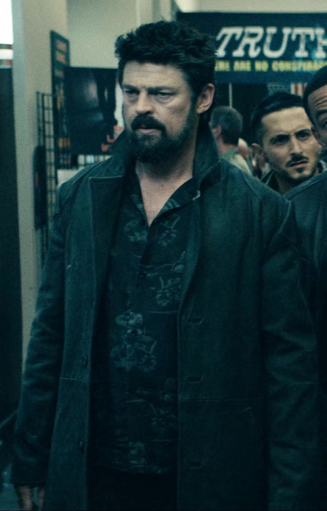 Black Distressed Leather Trench Coat of Karl Urban as Billy Butcher