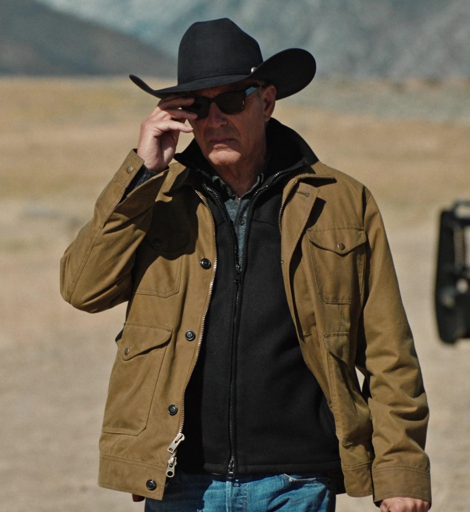 khaki field jacket with multiple pockets - Kevin Costner (John Dutton III) - Yellowstone TV Show