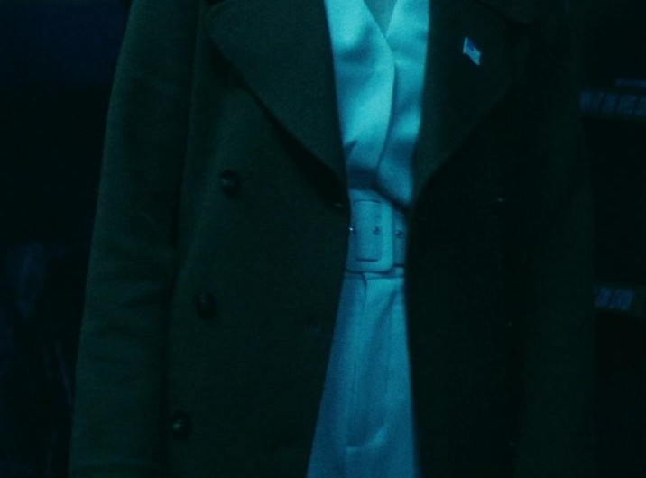 Green Wool Blend Long Military Coat of Claudia Doumit as Victoria Neuman / Nadia Khayat