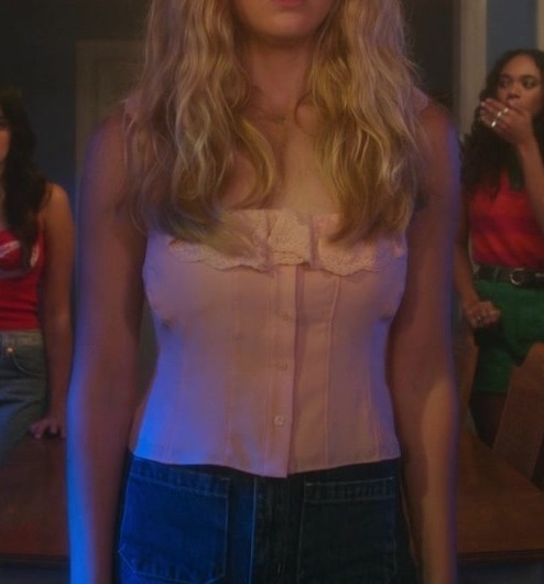 Pink Ruffled Lace Top of Mallory Bechtel as Kelly Beasley