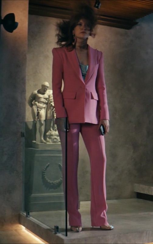 pink blazer and pants suit - Colby Minifie (Ashley Barrett) - The Boys TV Show