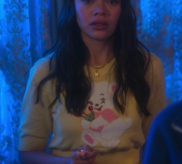 Cozy Bear Knit Sweater in Soft Yellow with Adorable Design of Malia Pyles as Minnie “Mouse” Honrada