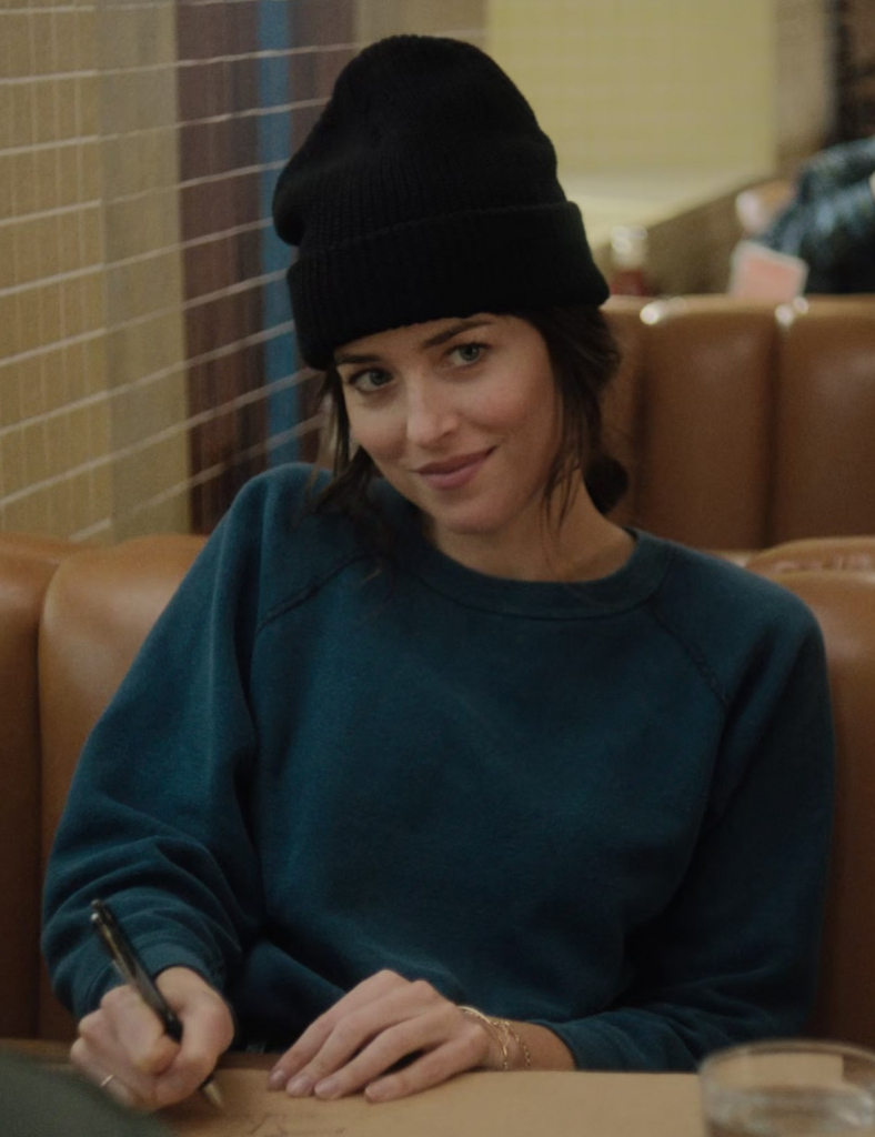 blue crewneck sweatshirt - Dakota Johnson (Lucy) - Am I OK (2022) Movie