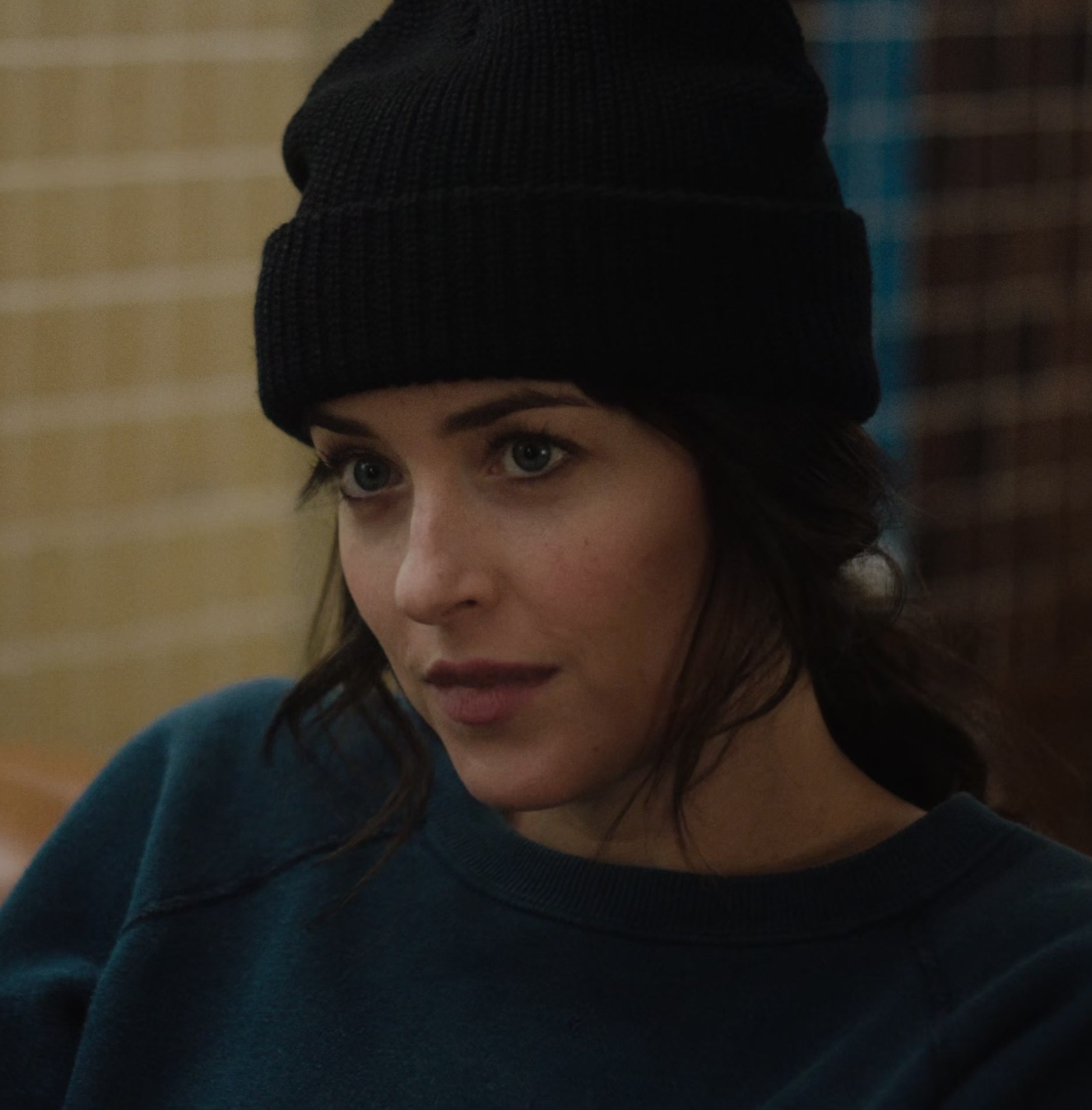 Black Knit Beanie of Dakota Johnson as Lucy