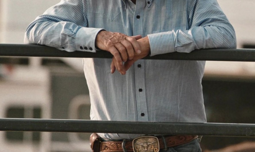 Blue Striped Linen Button Down Shirt of Kevin Costner as John Dutton III