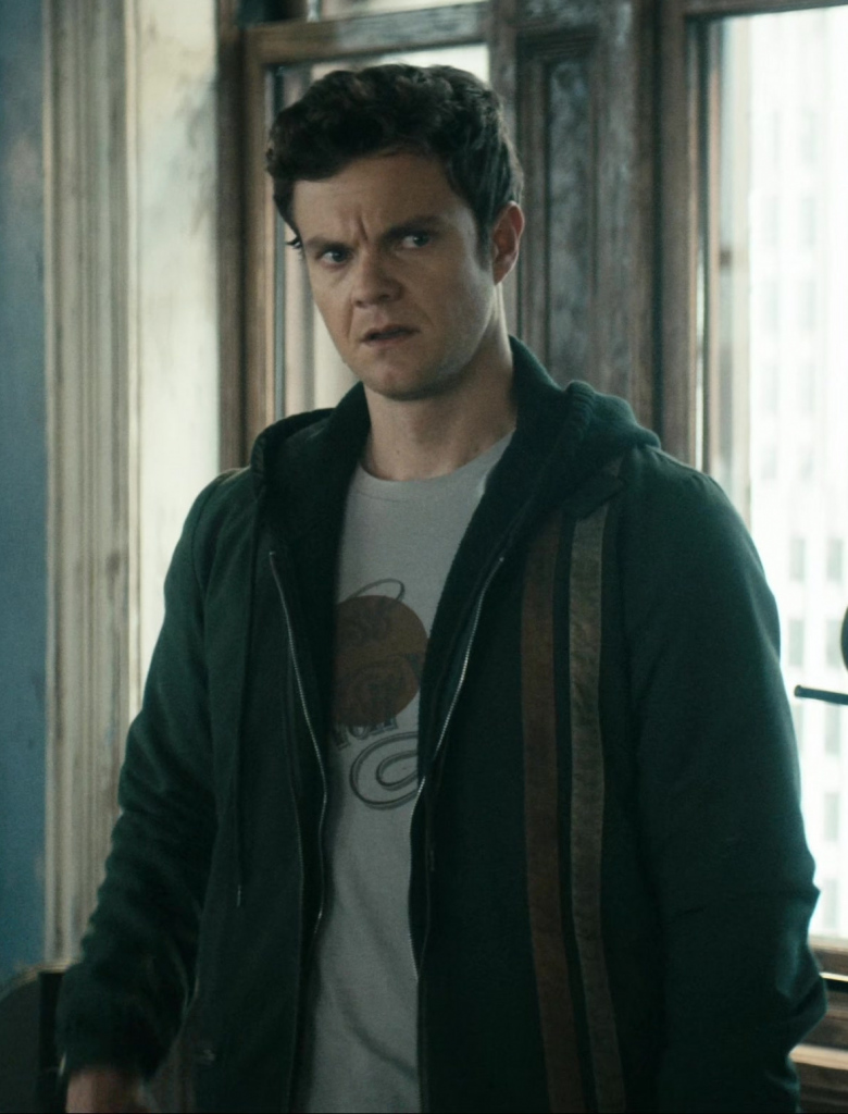 zip-up hooded jacket with side stripes - Jack Quaid (Hughie Campbell) - The Boys TV Show