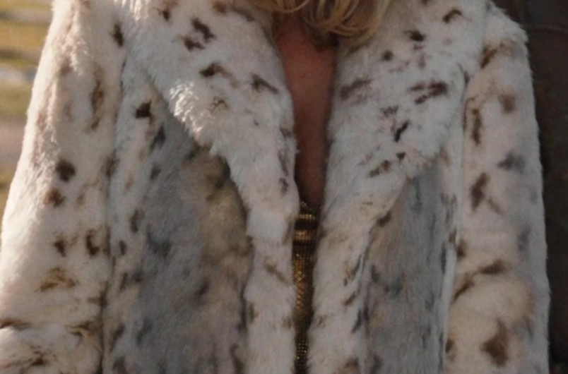 Faux Fur Snow Lynx Animal Pattern Coat of Kelly Reilly as Bethany “Beth” Dutton