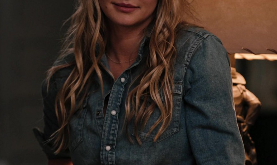 Blue Denim Shirt of Hassie Harrison as Laramie