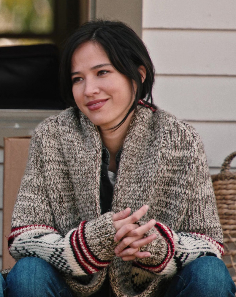 Cozy Chunky Knit Cardigan of Kelsey Asbille as Monica Long Dutton