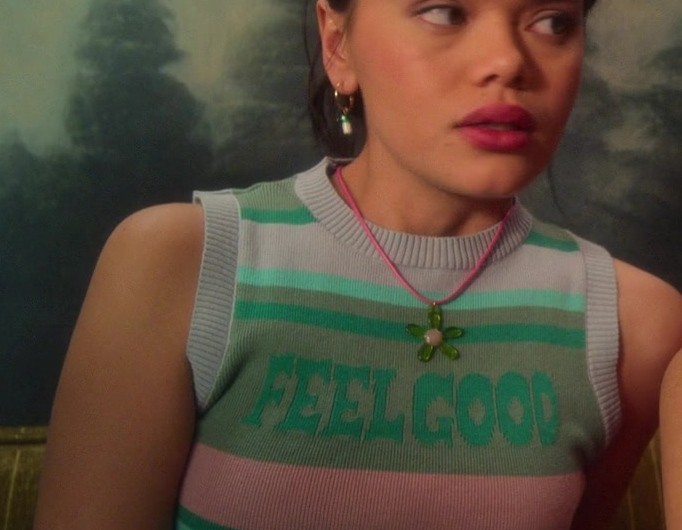 Multicolor Feel Good Stripped Knit Vest of Malia Pyles as Minnie “Mouse” Honrada
