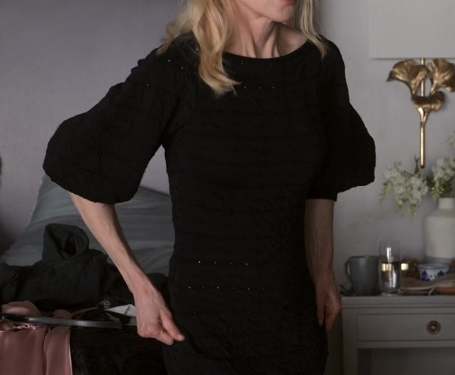 Black Mini Dress with Voluminous Elbow-Length Sleeves of Nicole Kidman as Brooke Harwood