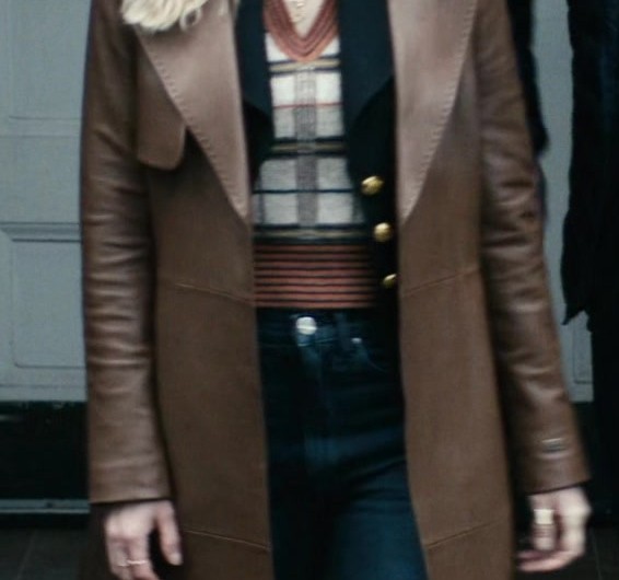 Brown Long Leather Coat of Erin Moriarty as Annie January / Starlight
