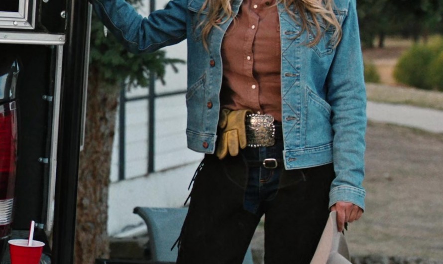 Blue Denim Jacket of Hassie Harrison as Laramie