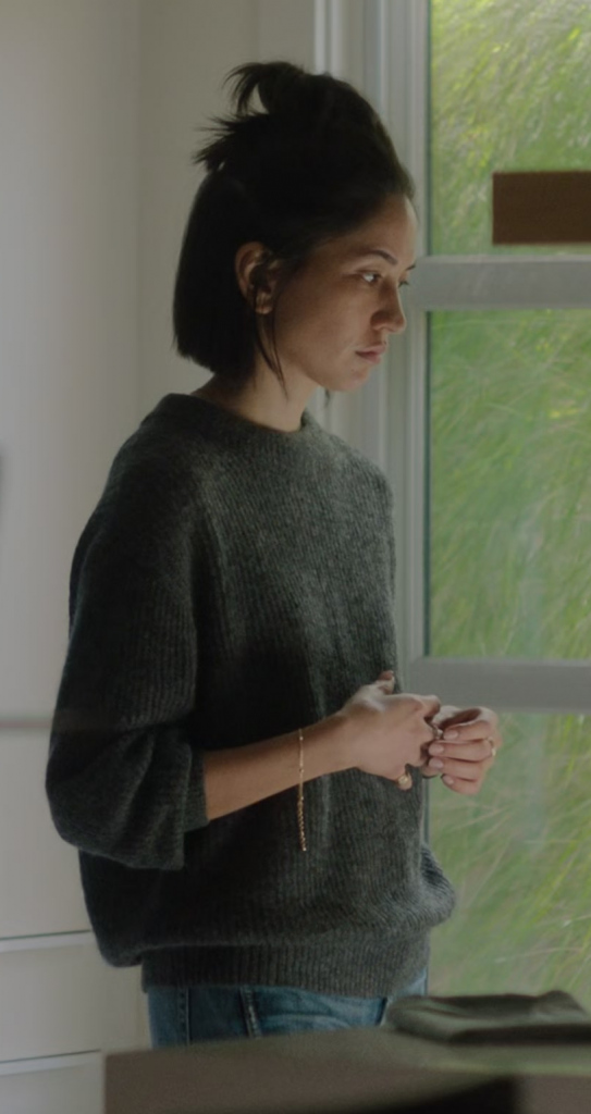 grey crewneck knit sweater - Sonoya Mizuno (Jane) - Am I OK (2022) Movie