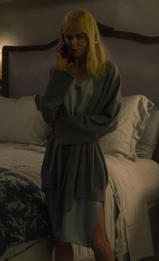 Grey Open Front Belted Cardigan of Nicole Kidman as Brooke Harwood