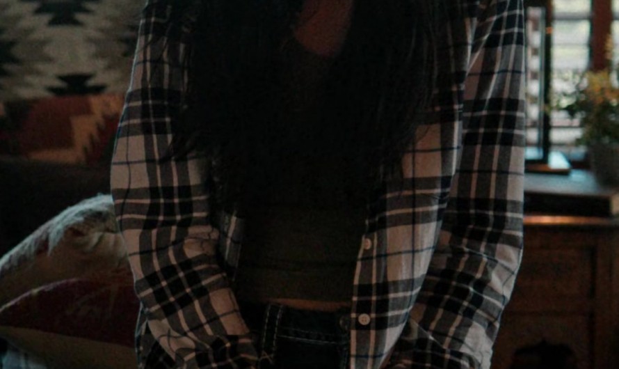 Plaid Flannel Button-Up Shirt of Kelsey Asbille as Monica Long Dutton