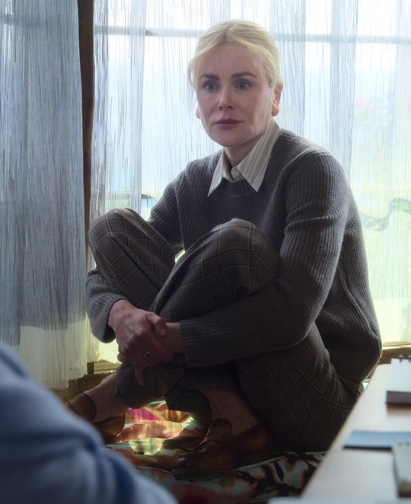 high-waisted plaid pants - Nicole Kidman (Brooke Harwood) - A Family Affair (2024) Movie