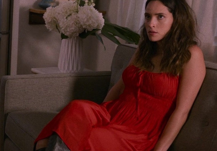 Red Dress with Cinched Waist of Adria Arjona as Madison Figueroa Masters