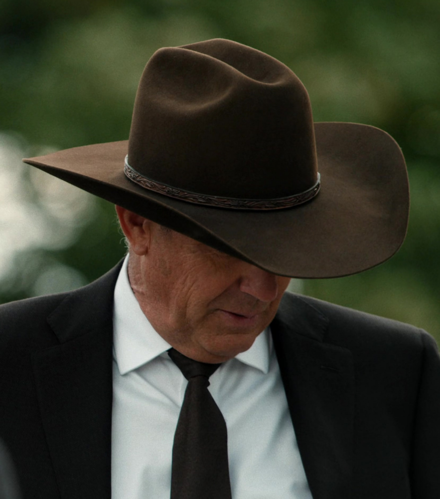 Dark Brown Western Cowboy Hat with Braided Band of Kevin Costner as John Dutton III
