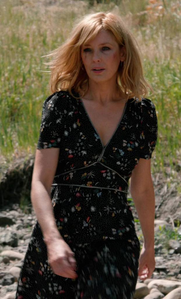 floral v neck dress - Kelly Reilly (Bethany "Beth" Dutton) - Yellowstone TV Show