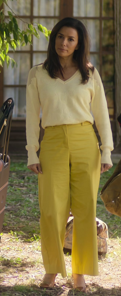 wide-leg yellow pants - Eva Longoria (Gala) - Land of Women TV Show