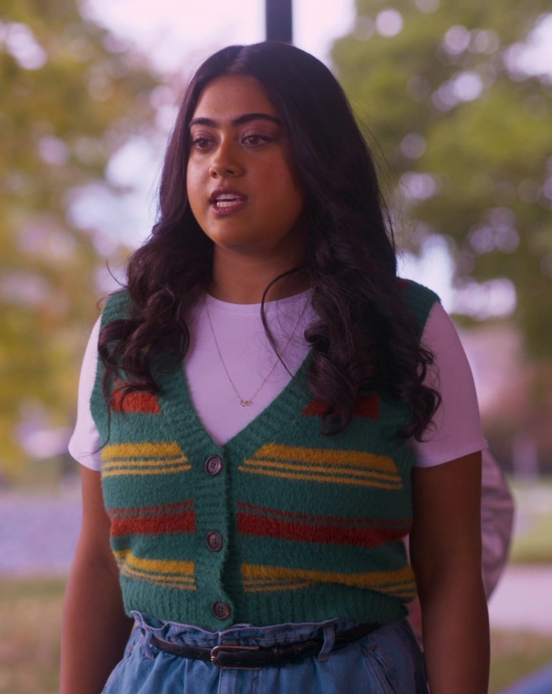 Green Striped Knit Vest of Kuhoo Verma as Violet Marie Vislawski