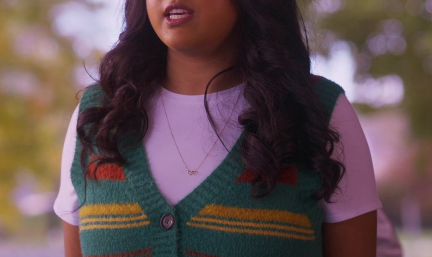 Green Striped Knit Vest of Kuhoo Verma as Violet Marie Vislawski