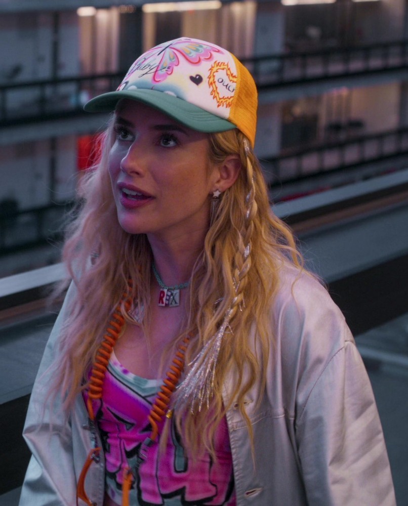 Snapback Hat with Vibrant Artwork and Unique Patterns of Emma Roberts as Rex Simpson