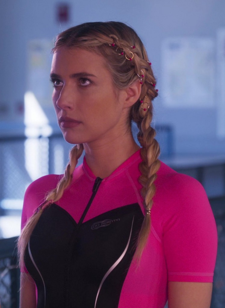 chic braiding rings featuring elegant pink bead accents - Emma Roberts (Rex Simpson) - Space Cadet (2024) Movie