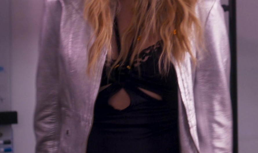 Silver Vegan Jacket of Emma Roberts as Rex Simpson