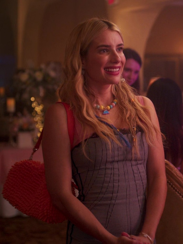 orange shoulder bag - Emma Roberts (Rex Simpson) - Space Cadet (2024) Movie