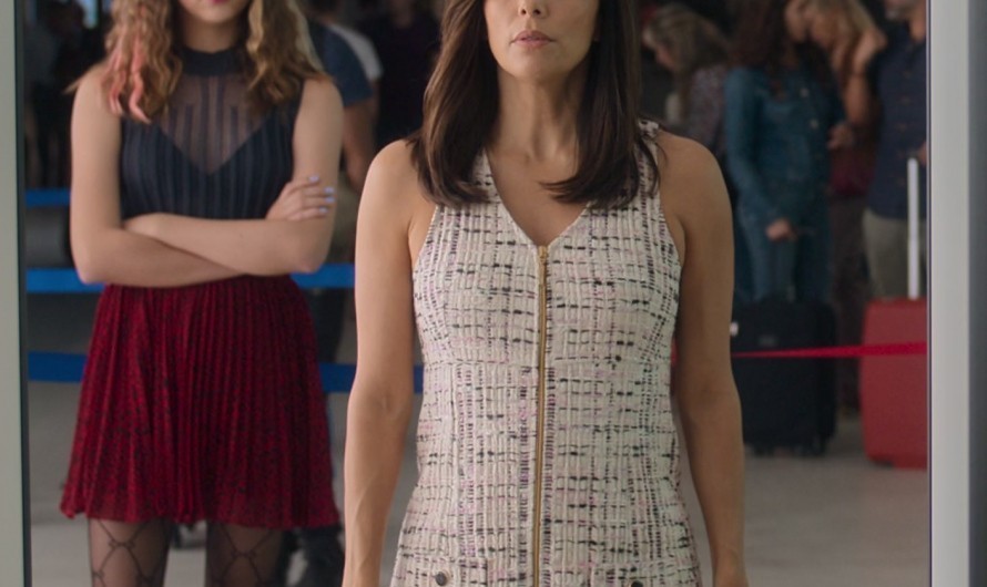 Front Zip Sleeveless Tweed Dress with Front Pockets of Eva Longoria as Gala